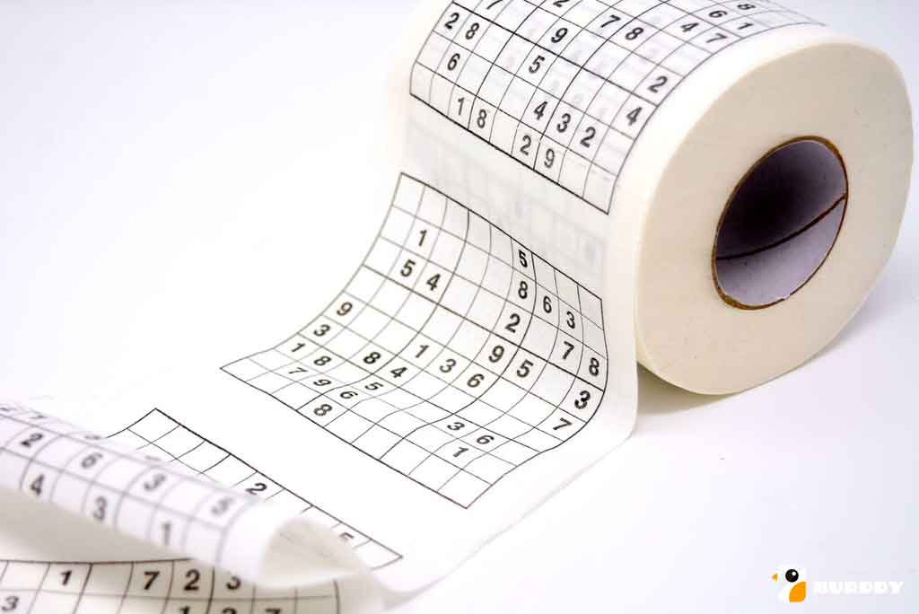 Un rouleau de papier toilette avec imprimés Sudoku, un cadeau bien original !